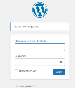 The WordPress login interface